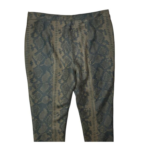 Philosophy NWT Olive Brown Snakeskin Print Faux Leather Pull On Skinny Pants - Picture 9 of 16